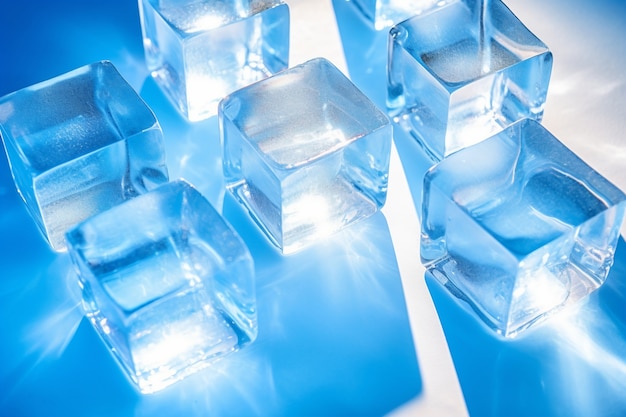 Вид на кристально чистые кубики льда