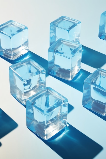 Free photo view of crystal clear ice cubes