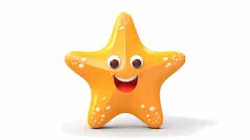 Free photo view of cute cartoon 3d starfish