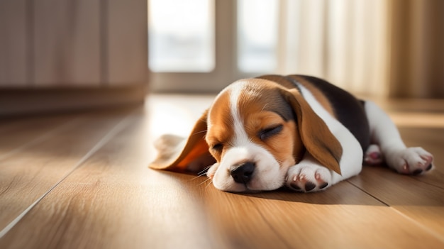 View of cute dog sleeping peacefully