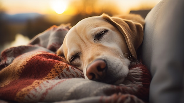 View of cute dog sleeping peacefully