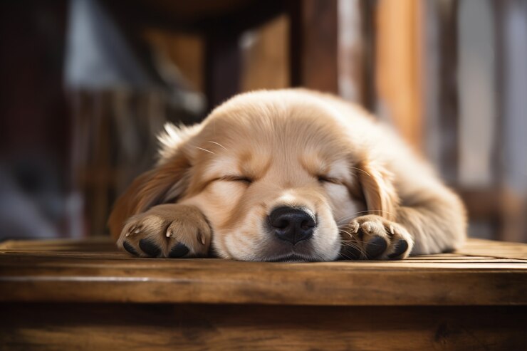 Free Photo view of cute dog sleeping peacefully