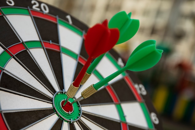 Free photo view of dartboard with bullseye arrow points