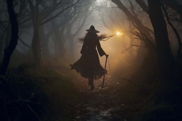 Free photo view of daunting witch character