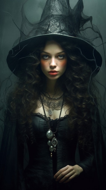 Free photo view of daunting witch character