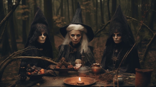 Free photo view of daunting witches