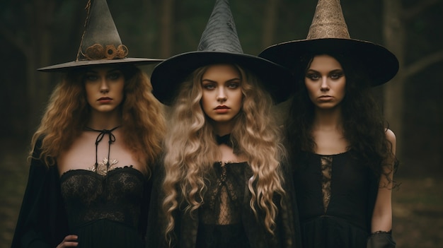 Free photo view of daunting witches