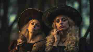 Free photo view of daunting witches