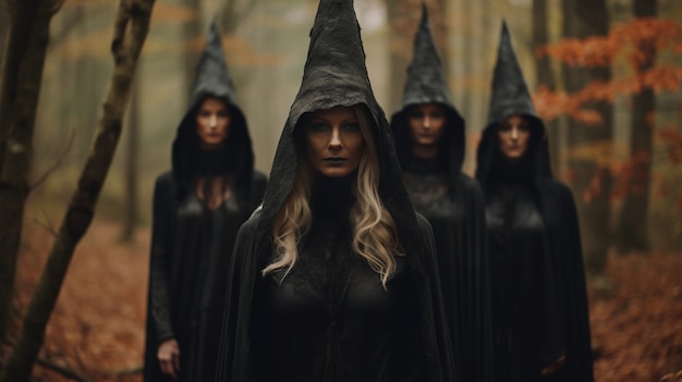 Free photo view of daunting witches