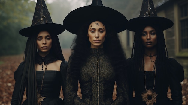 Free photo view of daunting witches