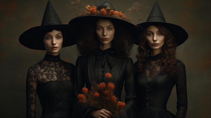 Free Photo view of daunting witches