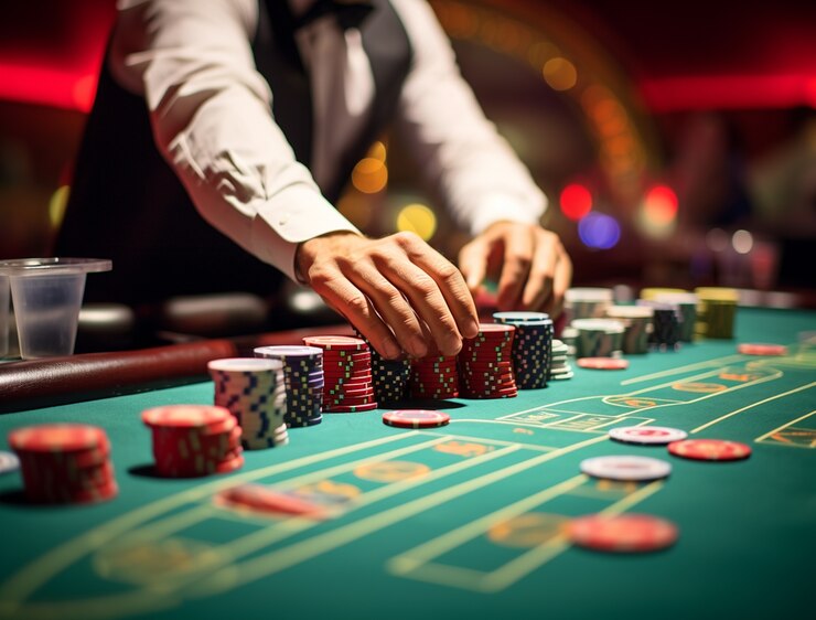 View of dealer working at a casino