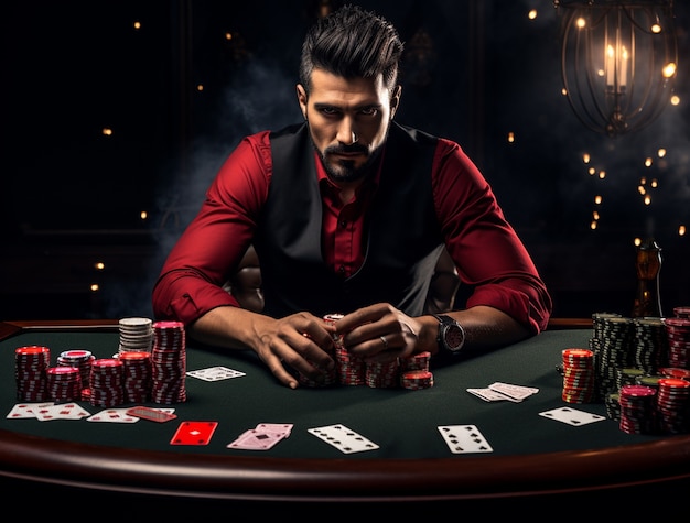 Foto gratuita vista del croupier che lavora in un casinò