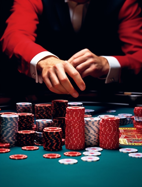 Foto gratuita vista del croupier che lavora in un casinò