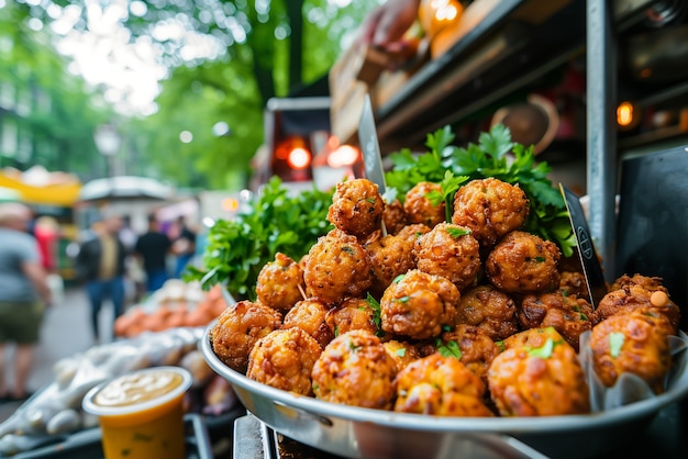 Free photo view of delicious and appetizing street food