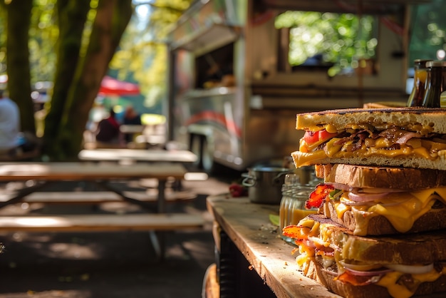 Foto gratuita vista del delizioso e appetitoso cibo di strada