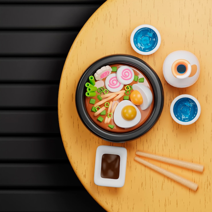Бесплатный Фотография вид вкусной азиатской еды с 3d-эффектом