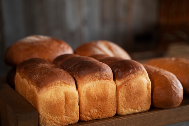 Free photo view of delicious baked bread in the pastry shop