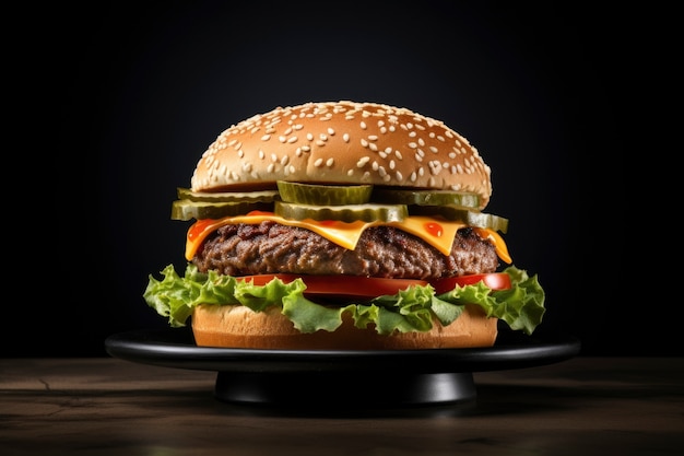 Free photo view of delicious burger with buns and cheese