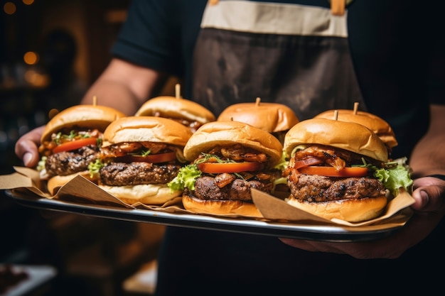 Free photo view of delicious burgers with buns and cheese