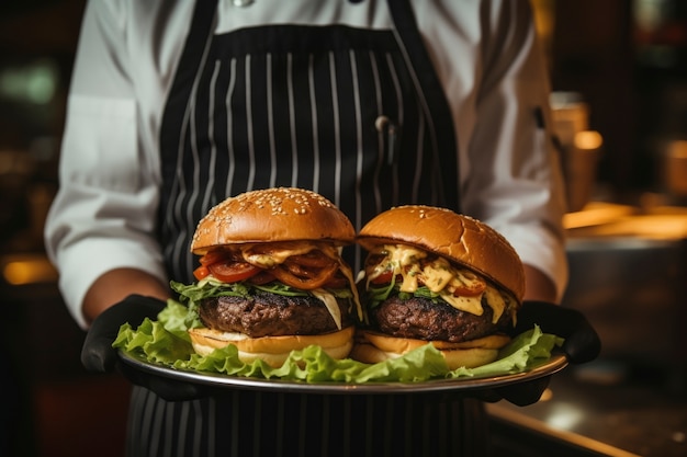 Foto gratuita vista di deliziosi hamburger con panini e formaggio