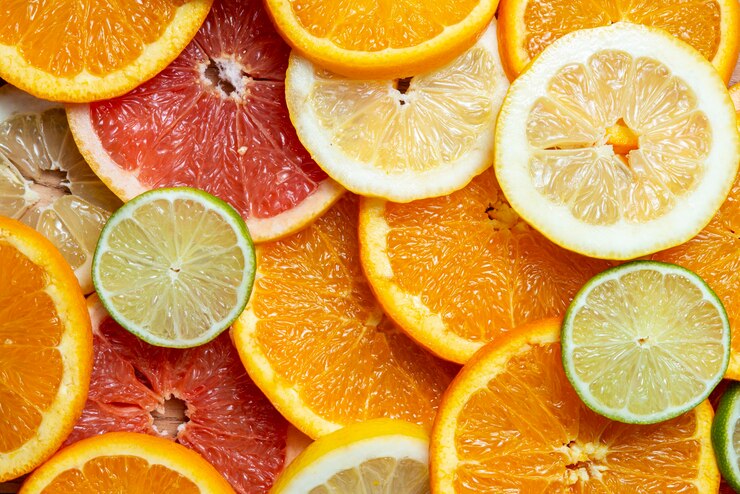 Бесплатный Фотография вид сверху на вкусную цитрусовую композицию