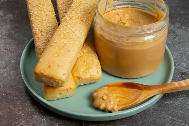 Free photo view of delicious crunchy peanut butter