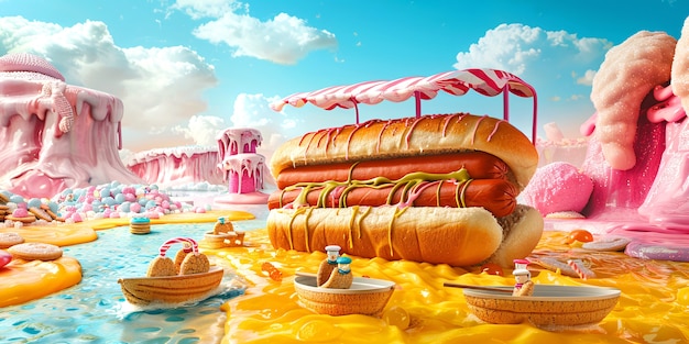 Free photo view of delicious fantasy surreal street food