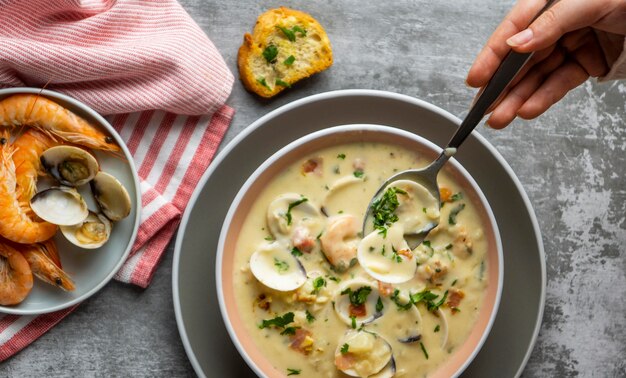 Вид сверху вкусной еды