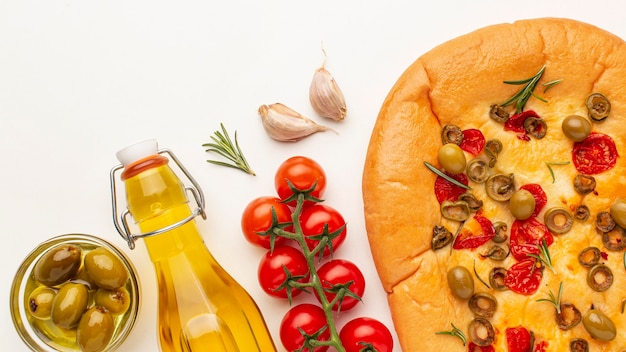 Foto gratuita sopra la vista della cornice di cibo delizioso