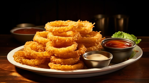 Free photo view of delicious onion rings dish