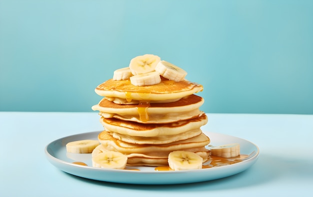 Foto gratuita vista di deliziose frittelle con banane