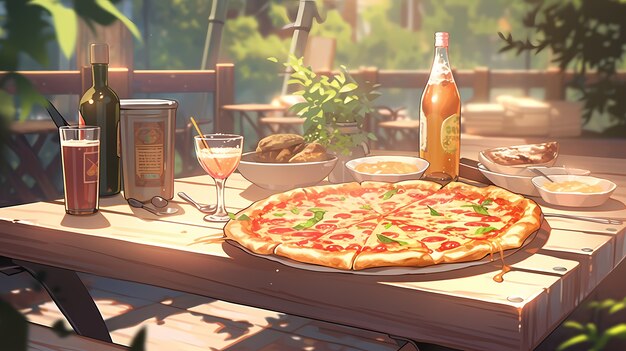 애니메이션 스타일 의 맛있는 피자