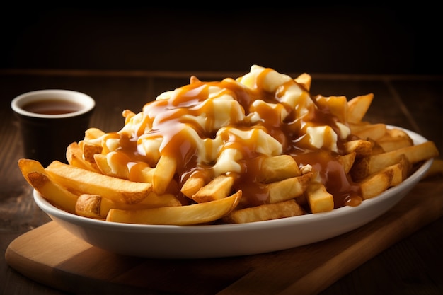 Free photo view of delicious poutine