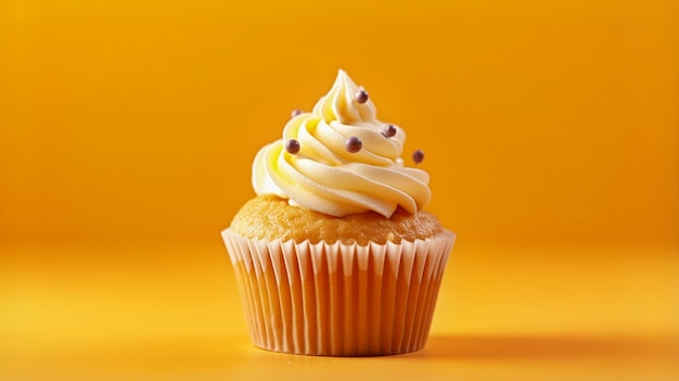 View of delicious and sweet cupcake dessert with frosting