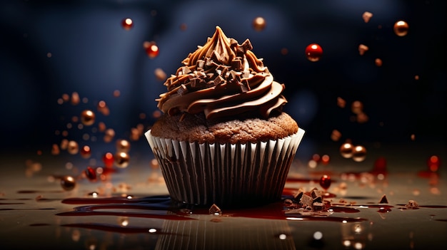 View of delicious and sweet cupcake dessert with frosting