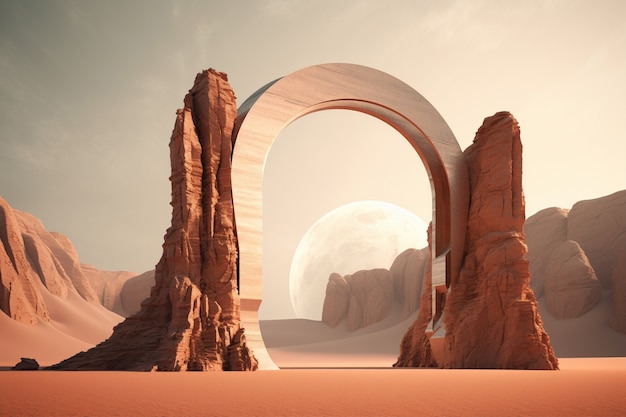 Free photo view of desert arc with nature landscape