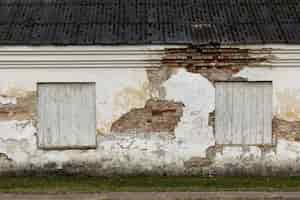 Free photo view of deserted and decaying house in nature