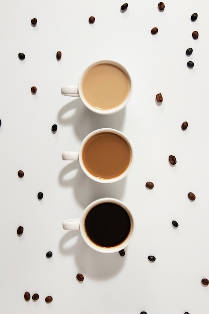 Free photo above view different coffee flavors arrangement