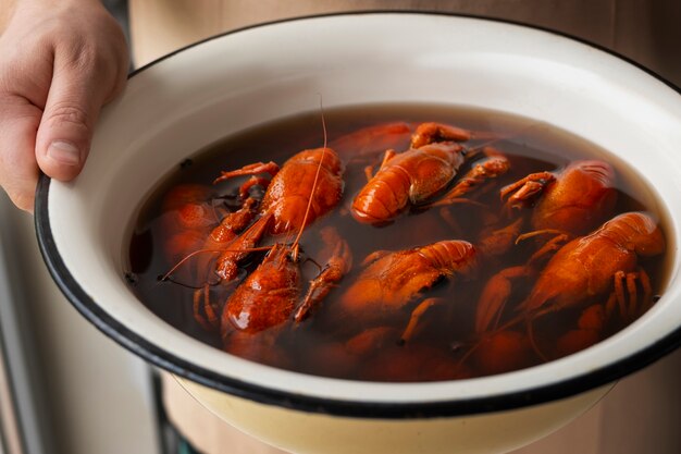 View of dish made of crawfish