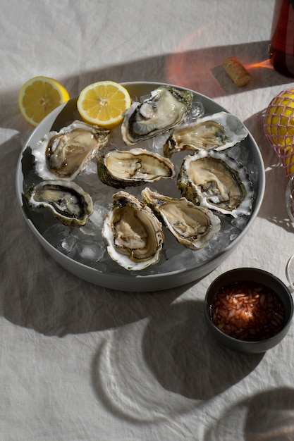 Free photo view of dish made of oyster delicacies