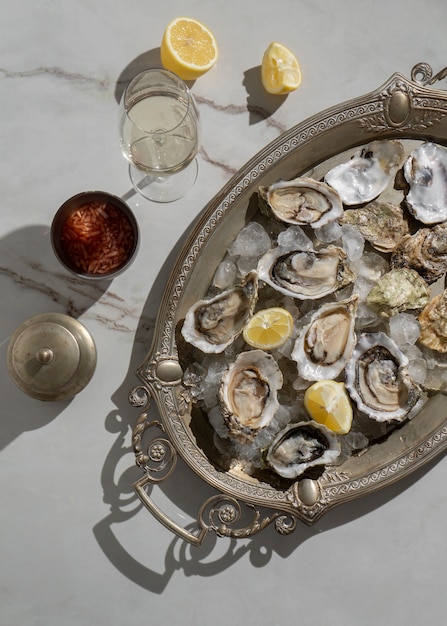 Free photo view of dish made of oyster delicacies