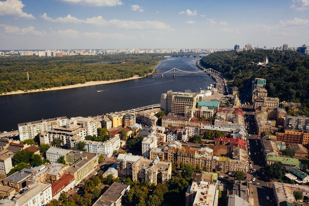 View of the Dnieper embankment, river station