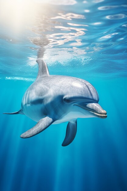 Вид дельфина, плавающего в воде