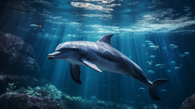 Free photo view of dolphin swimming in water