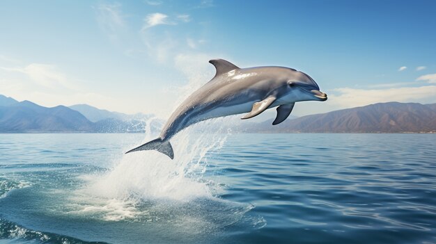 Вид дельфина, плавающего в воде