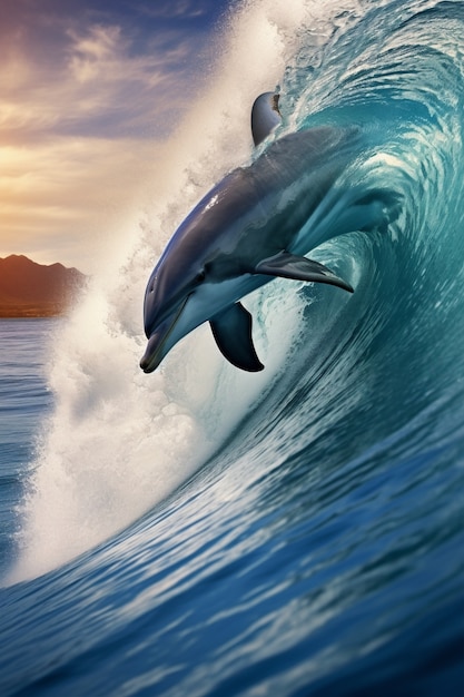 Free photo view of dolphin swimming in water