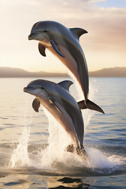 View of dolphins swimming in water