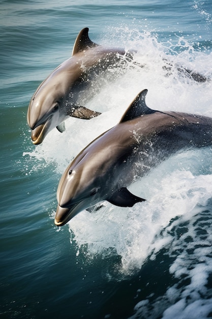 Free photo view of dolphins swimming in water