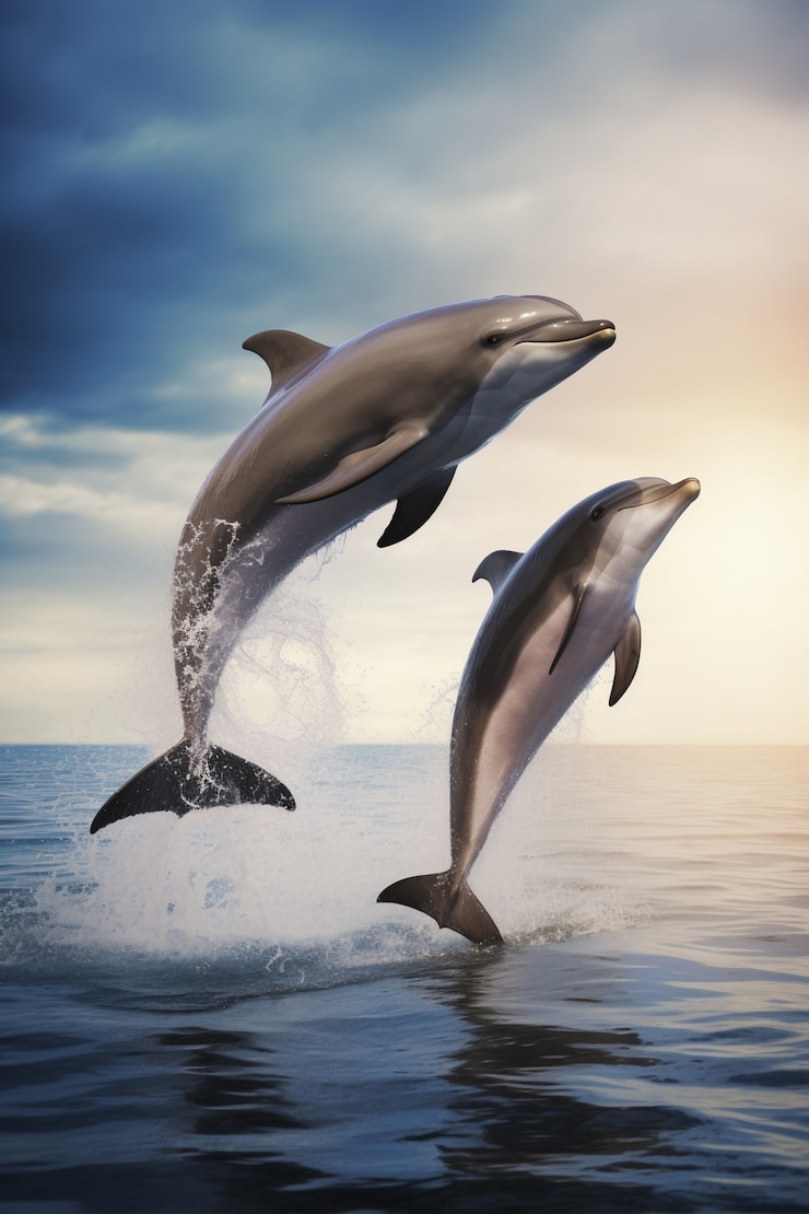 Free Photo view of dolphins swimming in water
